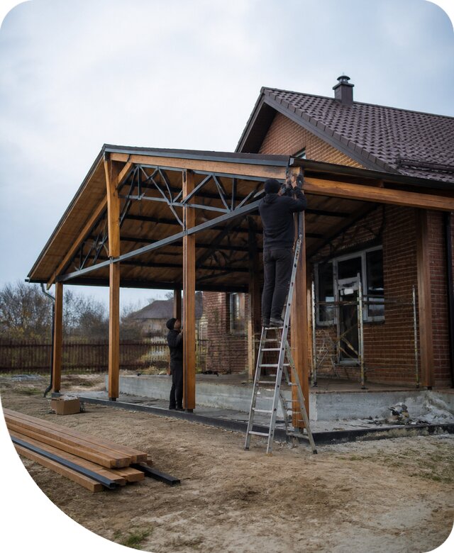 Пристройка навеса к дому и участку в Сергиеве Посаде под ключ